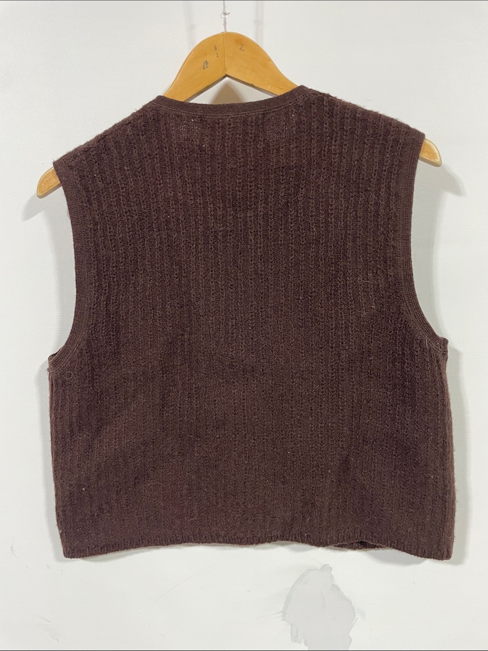 Vintage Brown Ribbed Button-Front Knit Vest - Picture 4 of 4